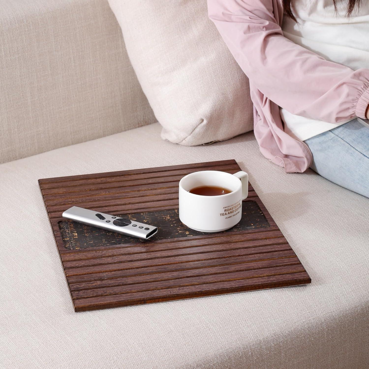 Bandeja para brazo de sofá DETOR vintage con corcho antideslizante