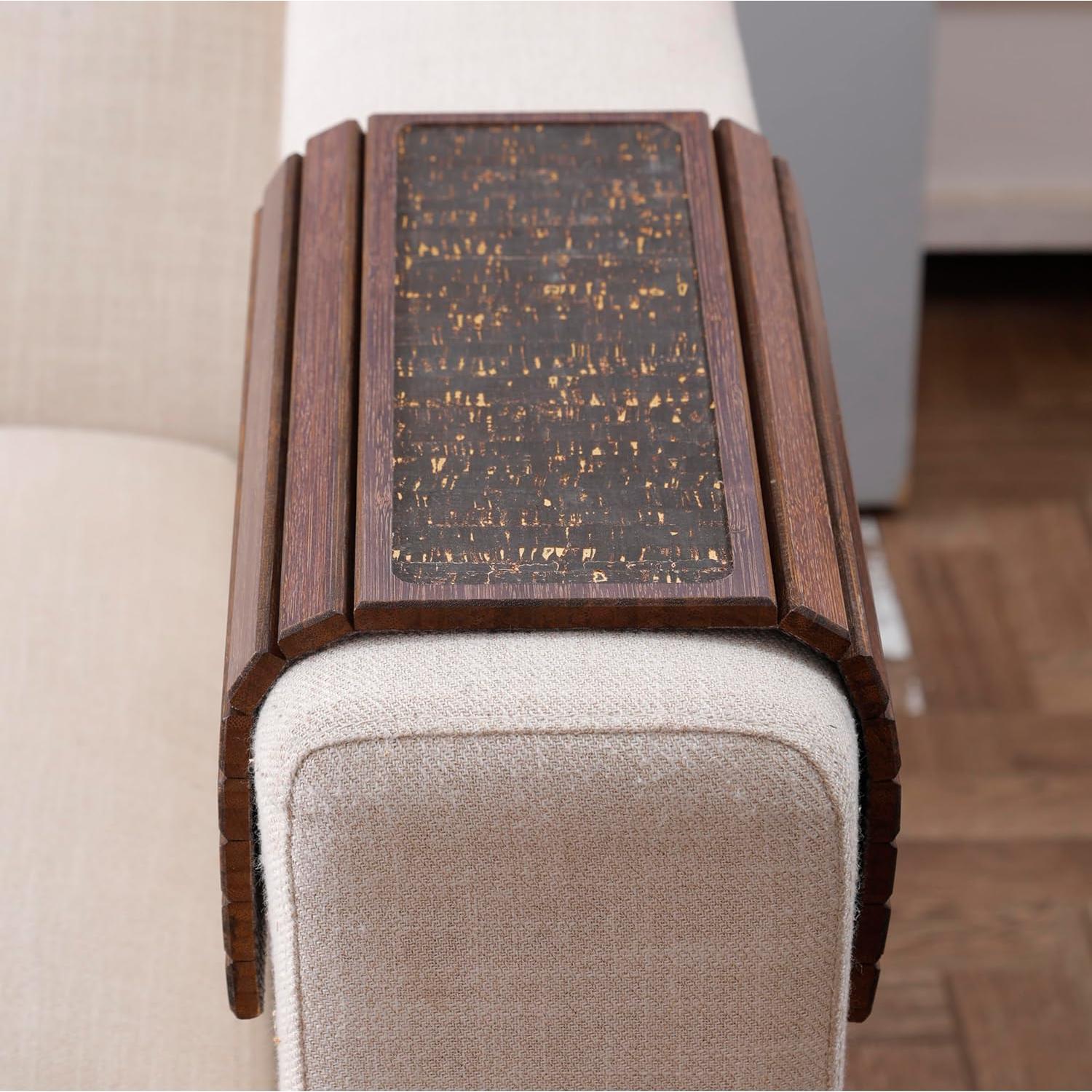 Bandeja para brazo de sofá DETOR vintage con corcho antideslizante