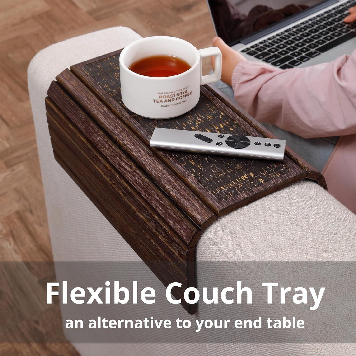 Bandeja para brazo de sofá DETOR vintage con corcho antideslizante