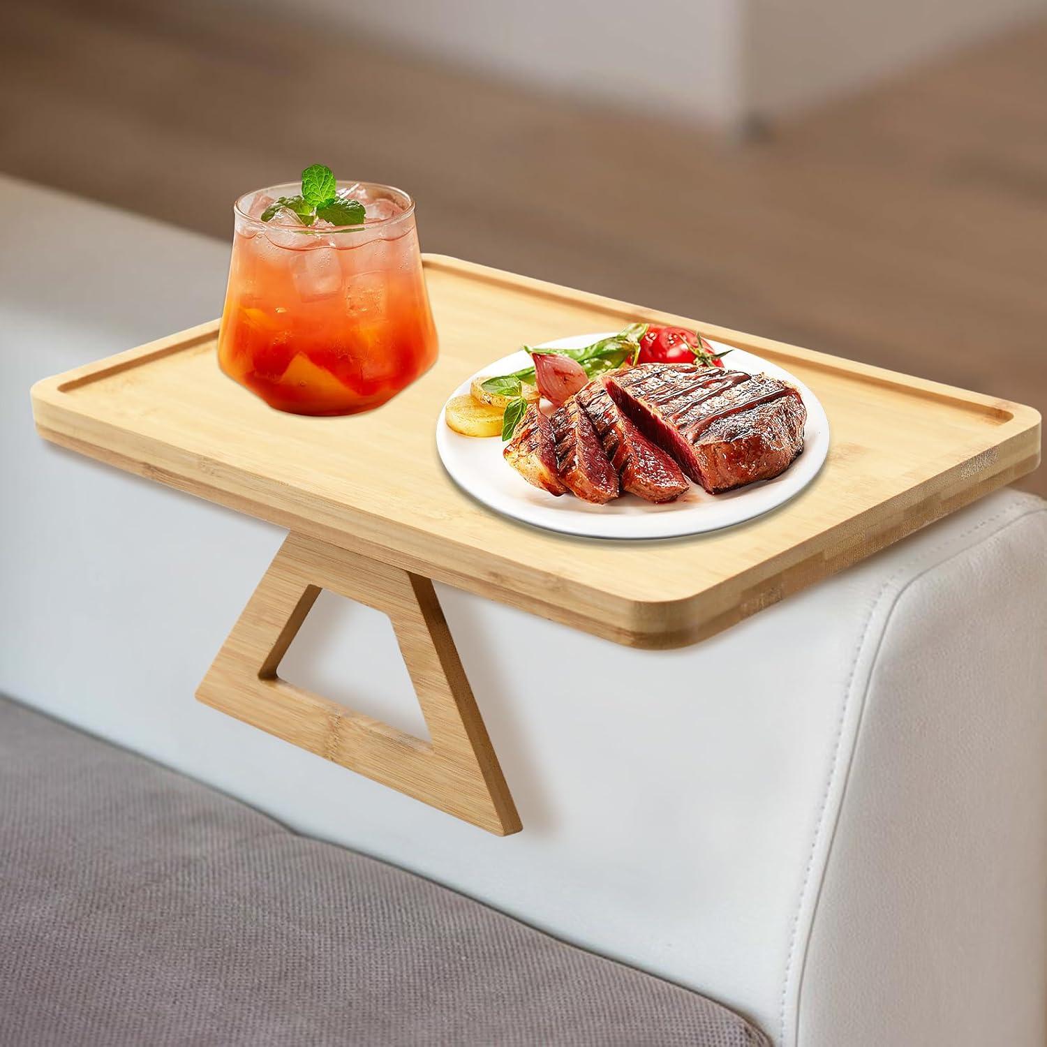 Mesa de bandeja para brazo de sofá BYZCYSG Madera Rústica