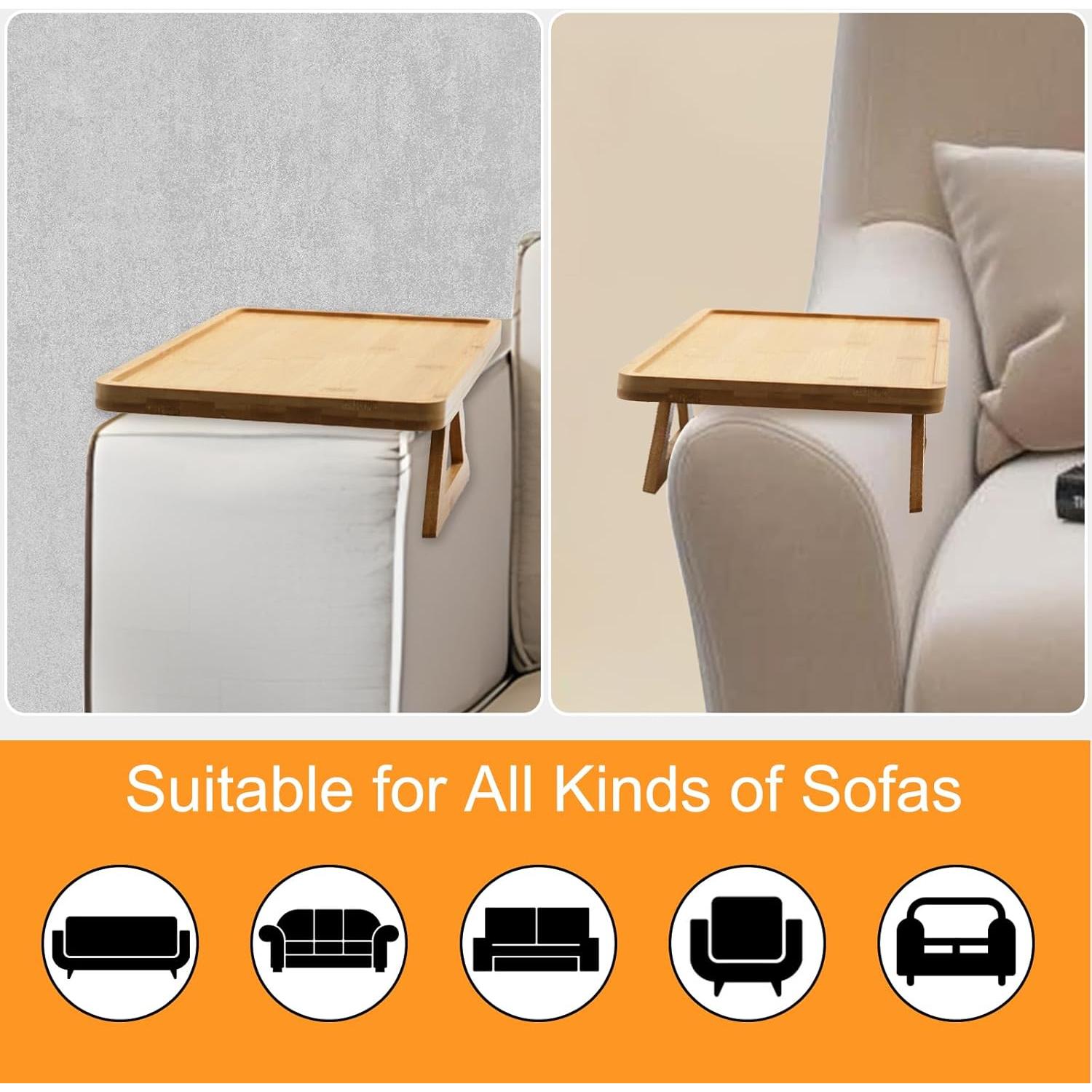 Mesa de bandeja para brazo de sofá BYZCYSG Madera Rústica