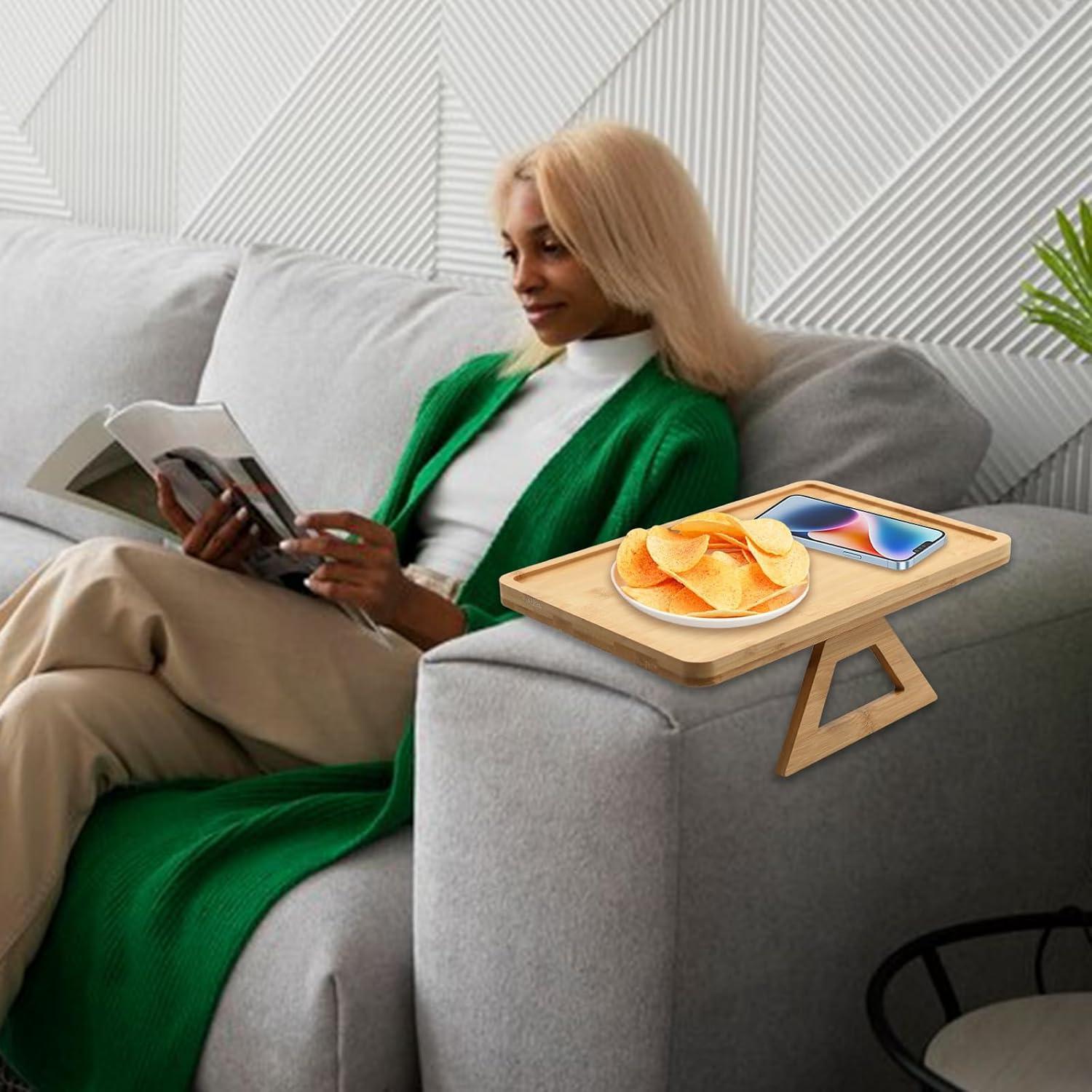 Mesa de bandeja para brazo de sofá BYZCYSG Madera Rústica