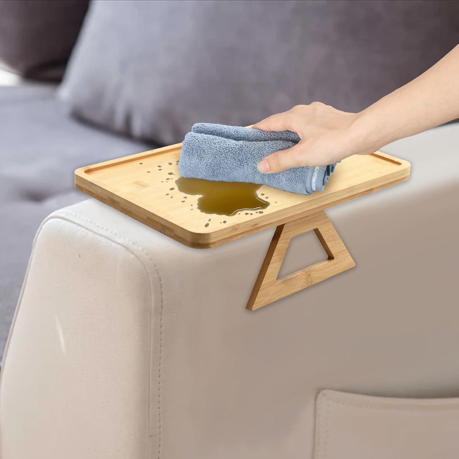 Mesa de bandeja para brazo de sofá BYZCYSG Madera Rústica