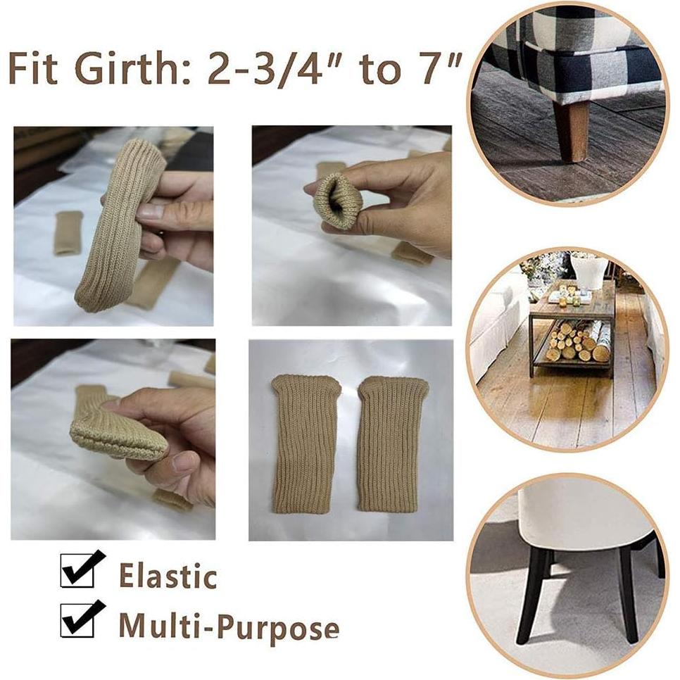 32 Protectores de Patas de Silla OEEKOI Beige Antideslizantes