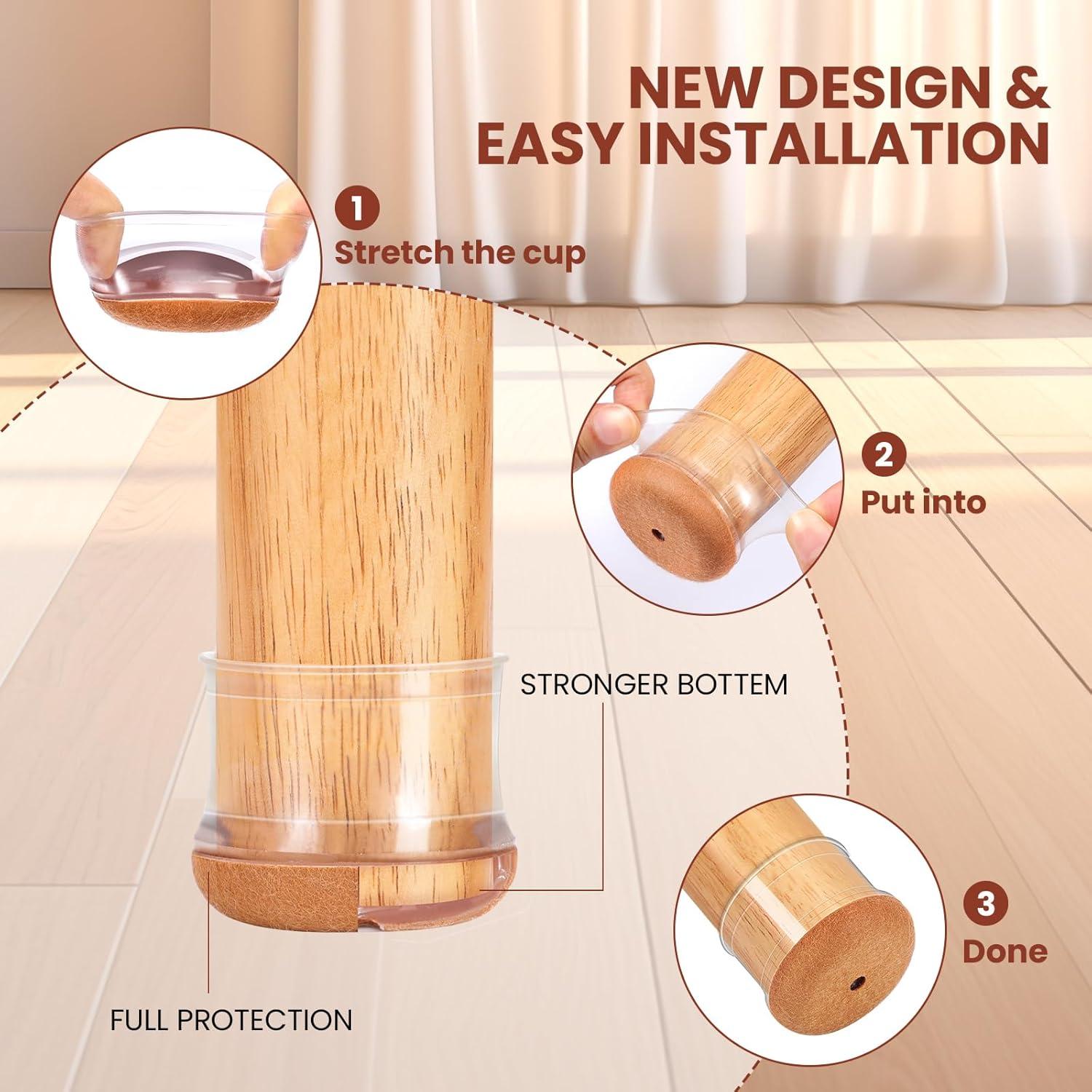 32 Protectores de Suelo para Patas de Sillas GEMOWN - Silicona y Fieltro