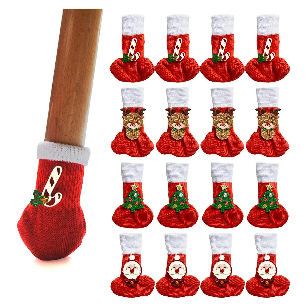 16 Calcetines Antideslizantes para Patas de Sillas G.CORE Rojo