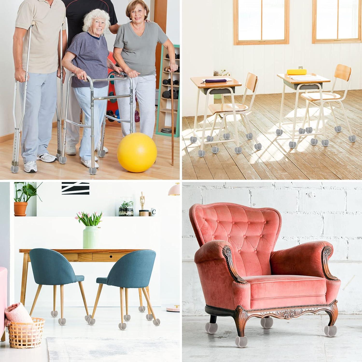 Macarrie 100 Pelotas de Tenis Precortadas para Muebles Gris