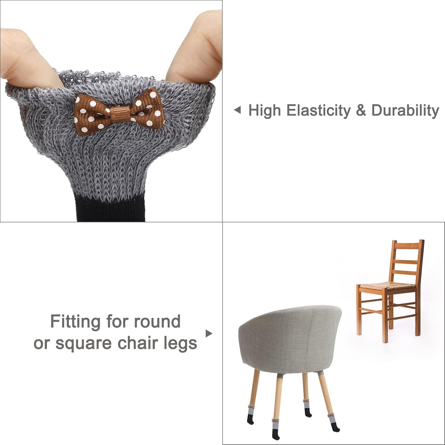 Calcetines para Patas de Silla uxcell - 32 Pcs Gris Negro