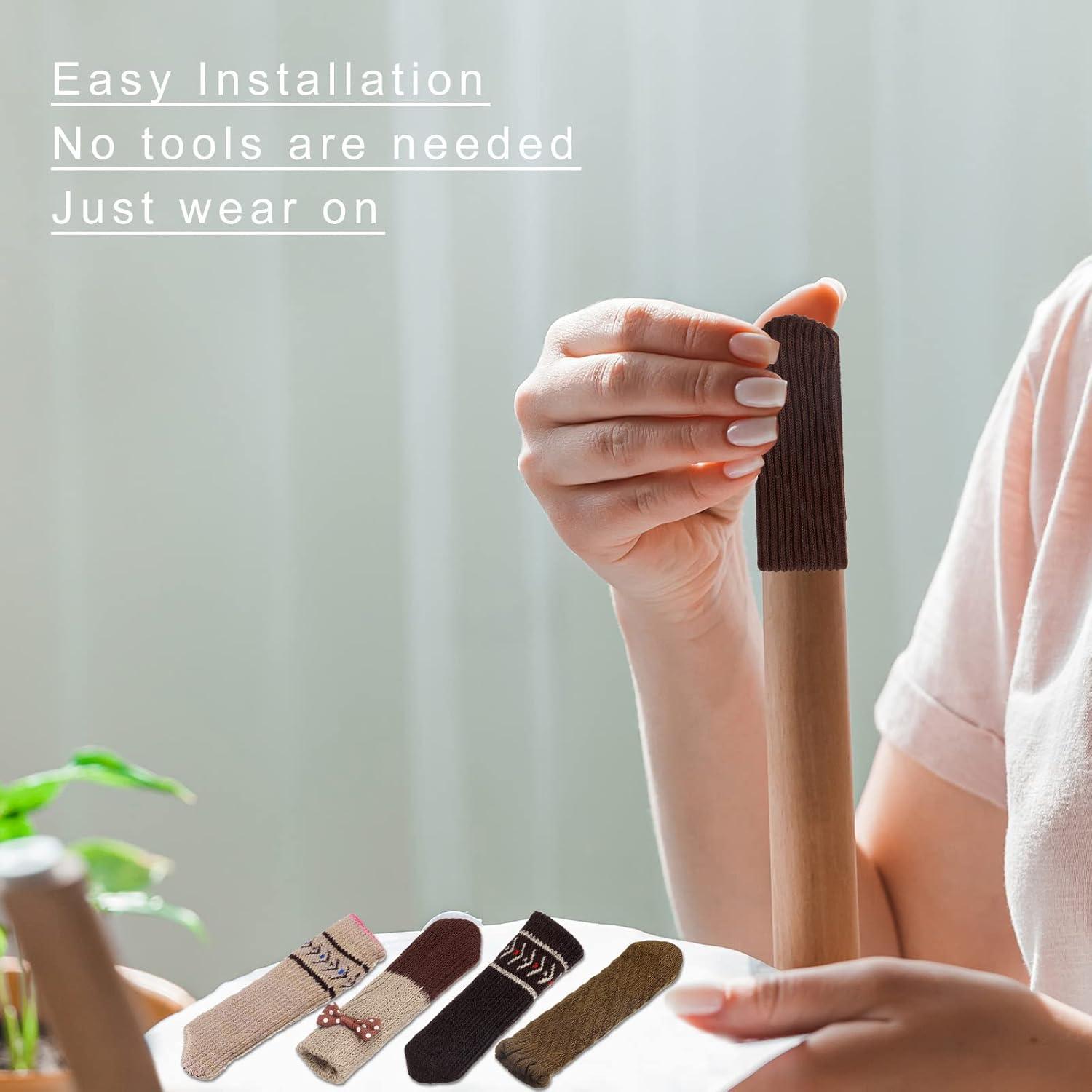 Calcetines para Patas de Silla uxcell - 32 Pcs Gris Negro