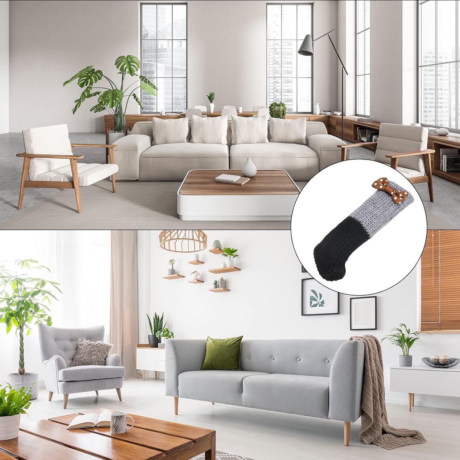 Calcetines para Patas de Silla uxcell - 32 Pcs Gris Negro