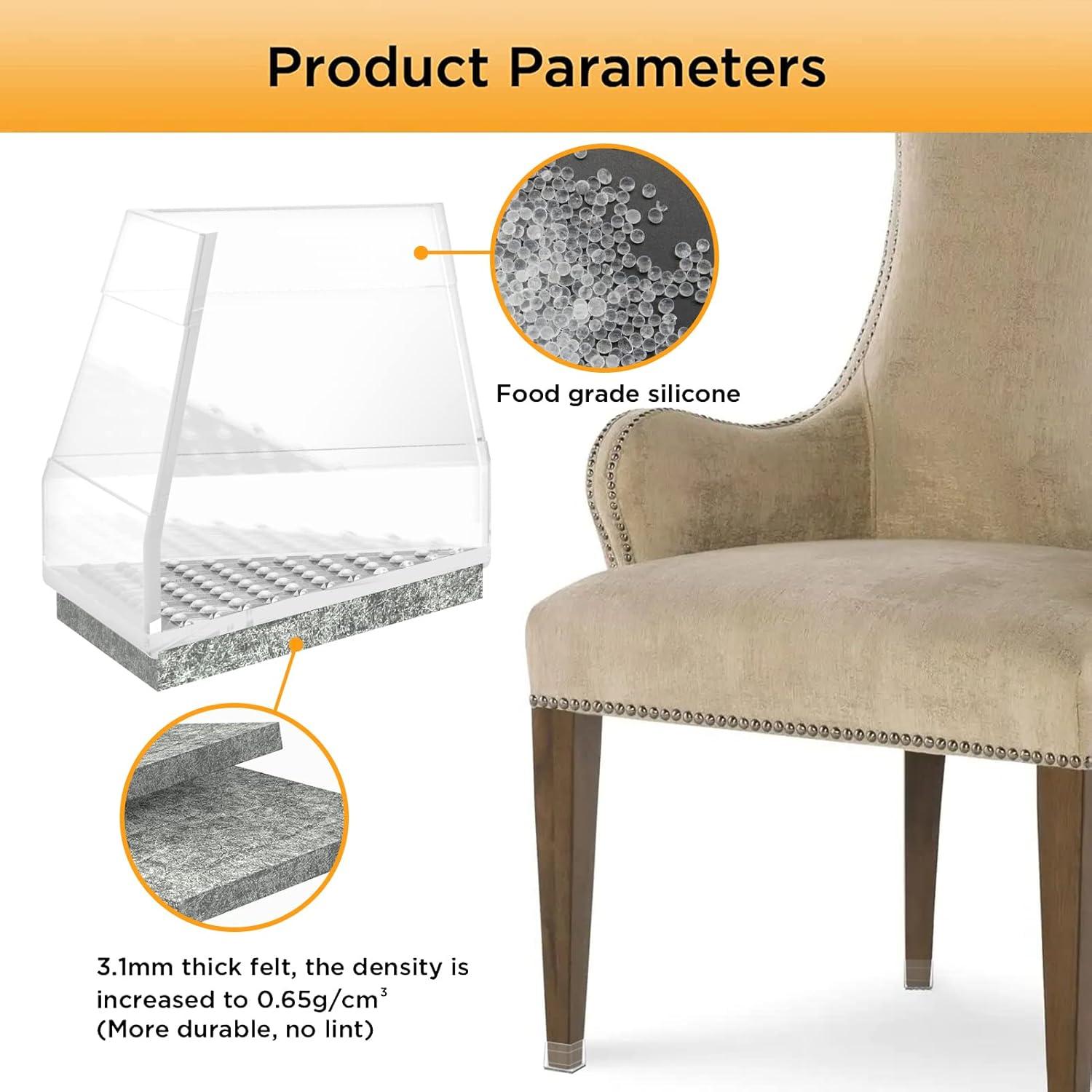 Protectores de patas de silla CHWM 24 piezas silicona transparente