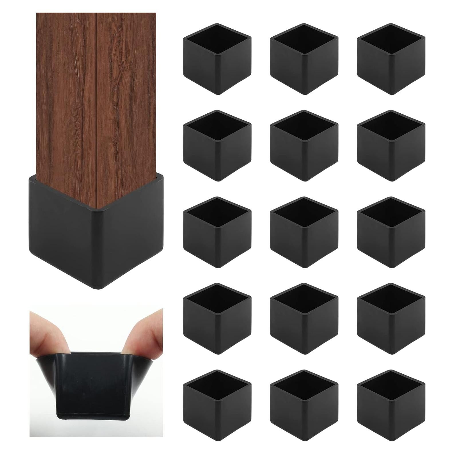 16 Tapones de Pierna de Silla HARSKIYER 25x25mm Caucho Negro