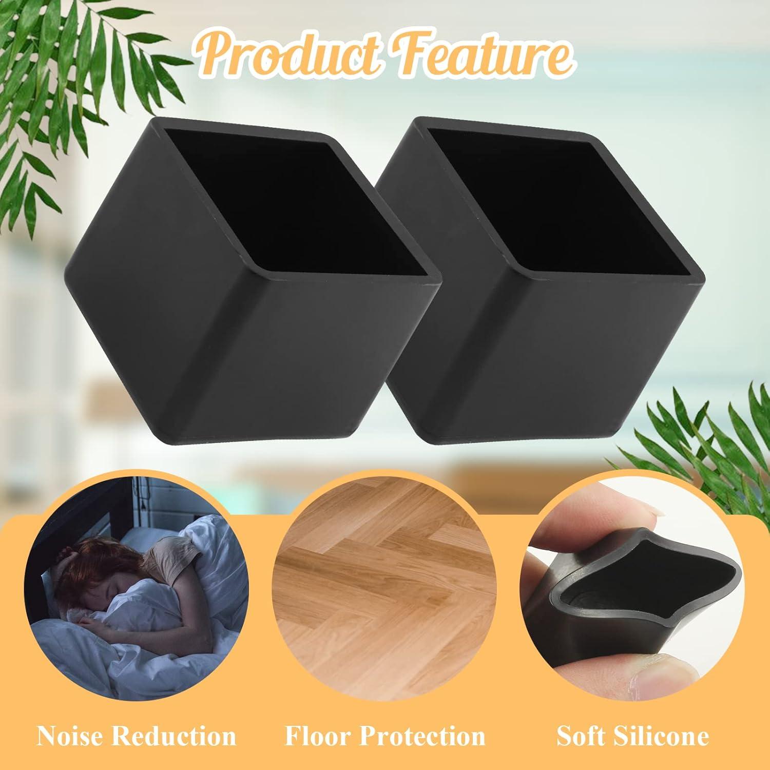 16 Tapones de Pierna de Silla HARSKIYER 25x25mm Caucho Negro