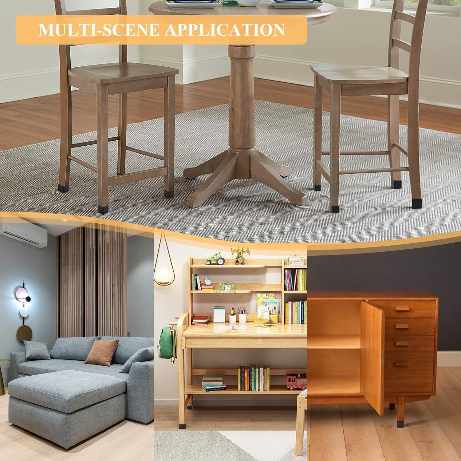 16 Tapones de Pierna de Silla HARSKIYER 25x25mm Caucho Negro