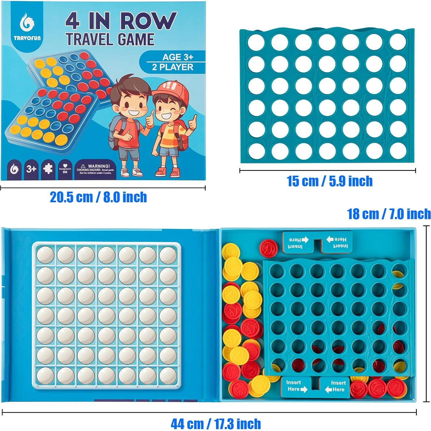 Juego de 4 en Raya TRAVOFUN para Niños 3 a 8 Años - Juguete de Viaje