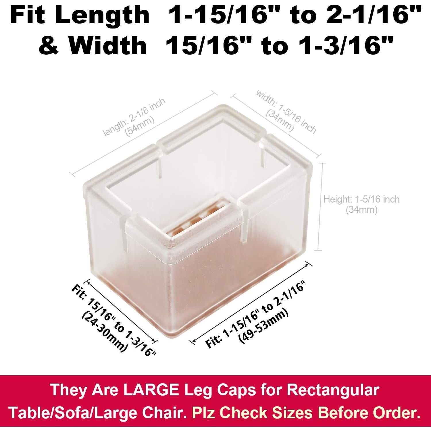 Protectores de Suelo Anwenk para Patas de Silla Rectangulares 16 Piezas