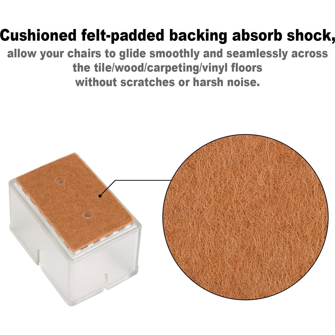 Protectores de Suelo Anwenk para Patas de Silla Rectangulares 16 Piezas