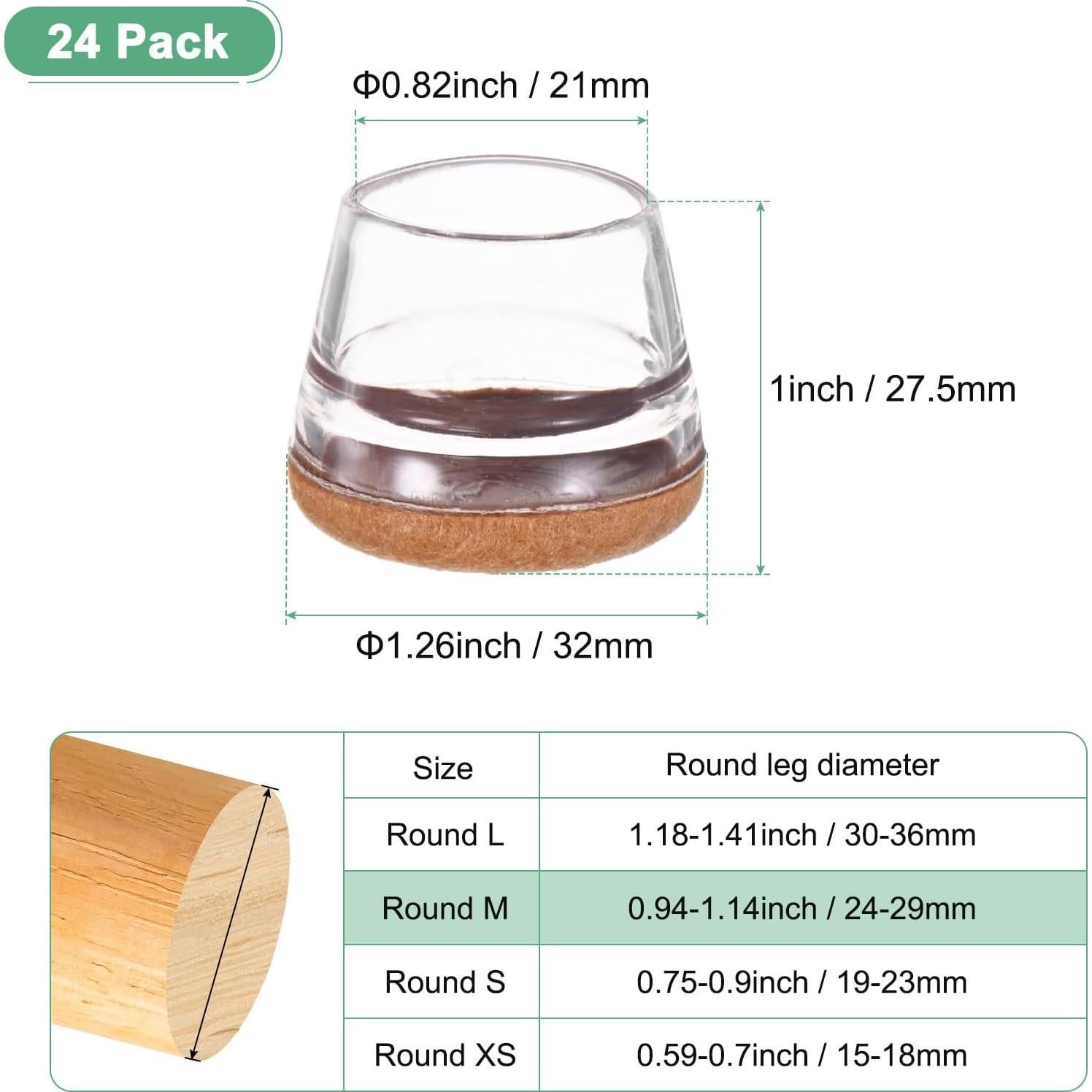 Protectores de Piso para Patas de Sillas M METERXITY 24 Piezas