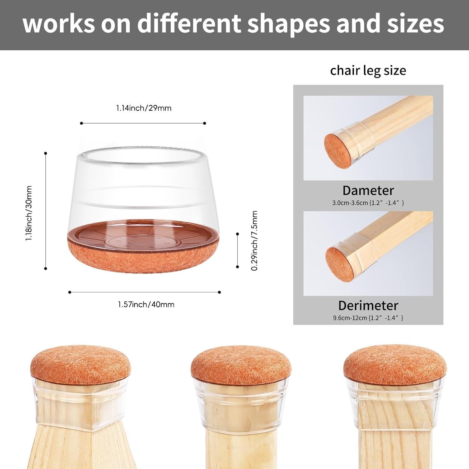 24 Protectores de Patas de Silla Jedroc Silicona 30-36mm