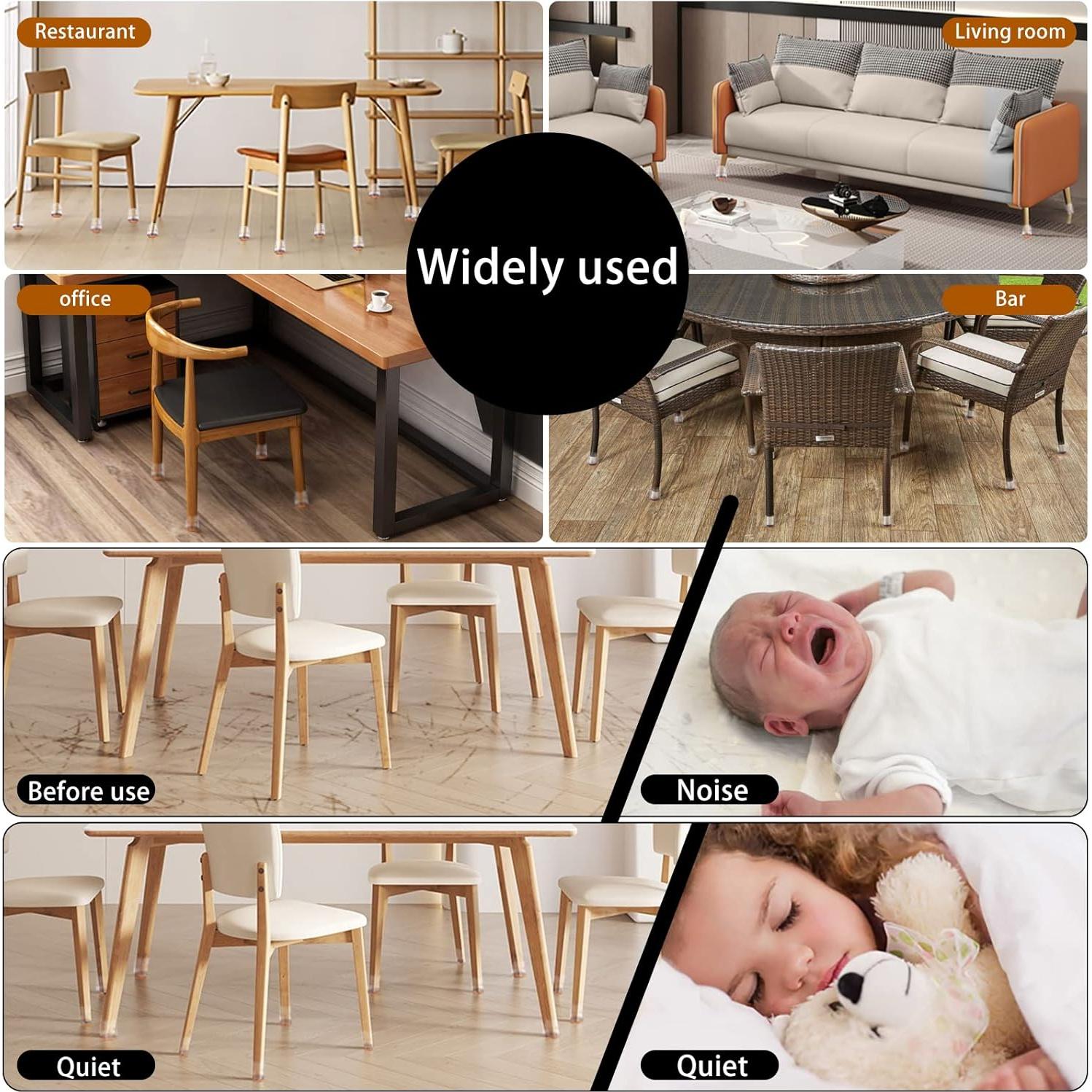 24 Protectores de Patas de Silla Jedroc Silicona 30-36mm