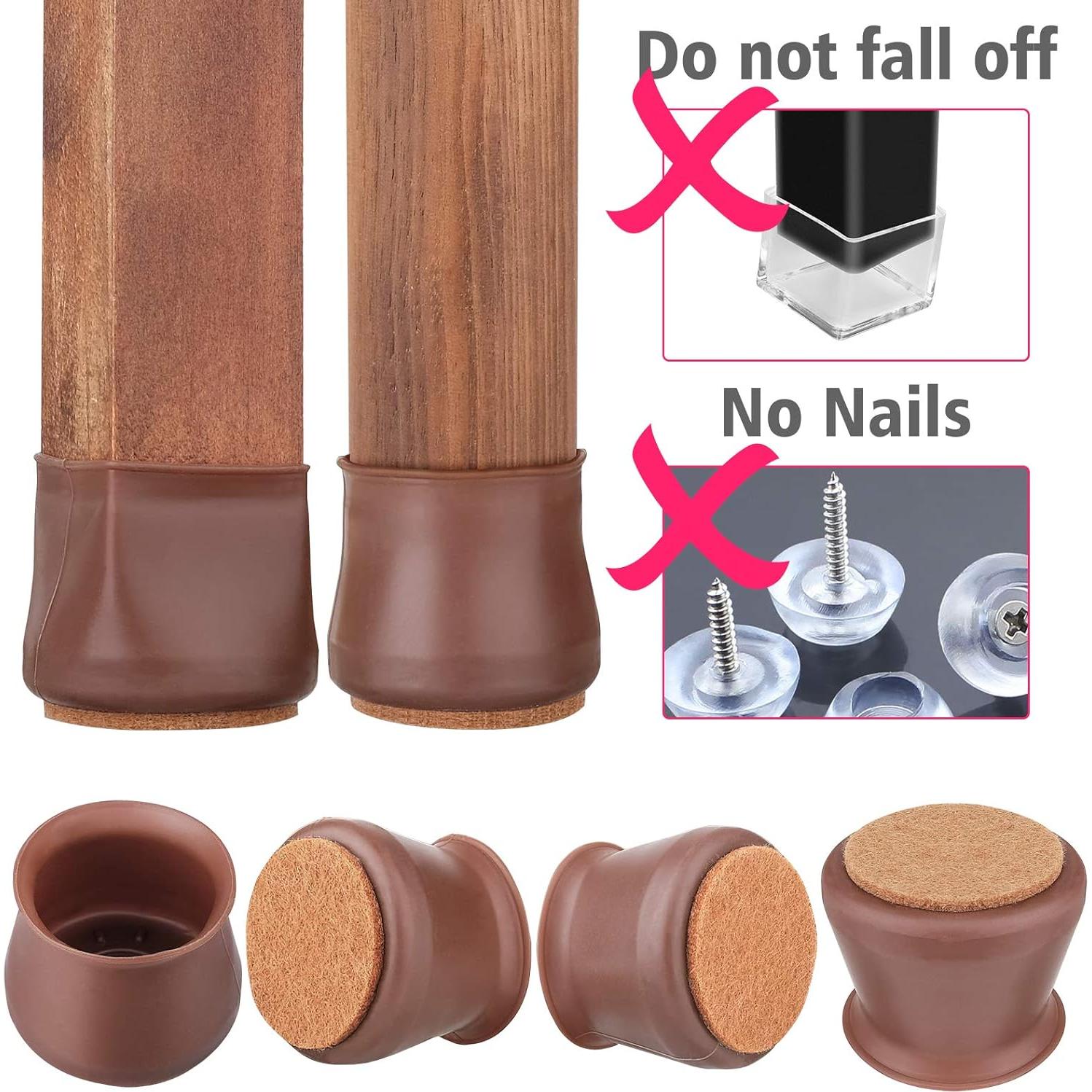 Protectores de Suelo Anwenk para Patas de Sillas 16 Piezas Marrón