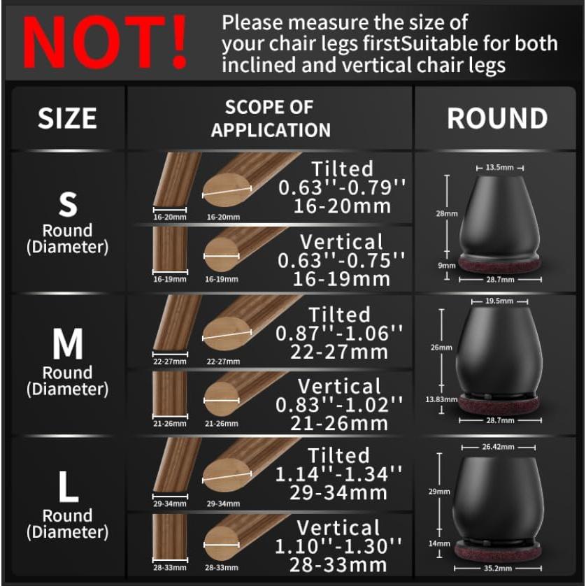 Ezprotekt 24 Protectores de Suelo para Patas de Sillas Redondas