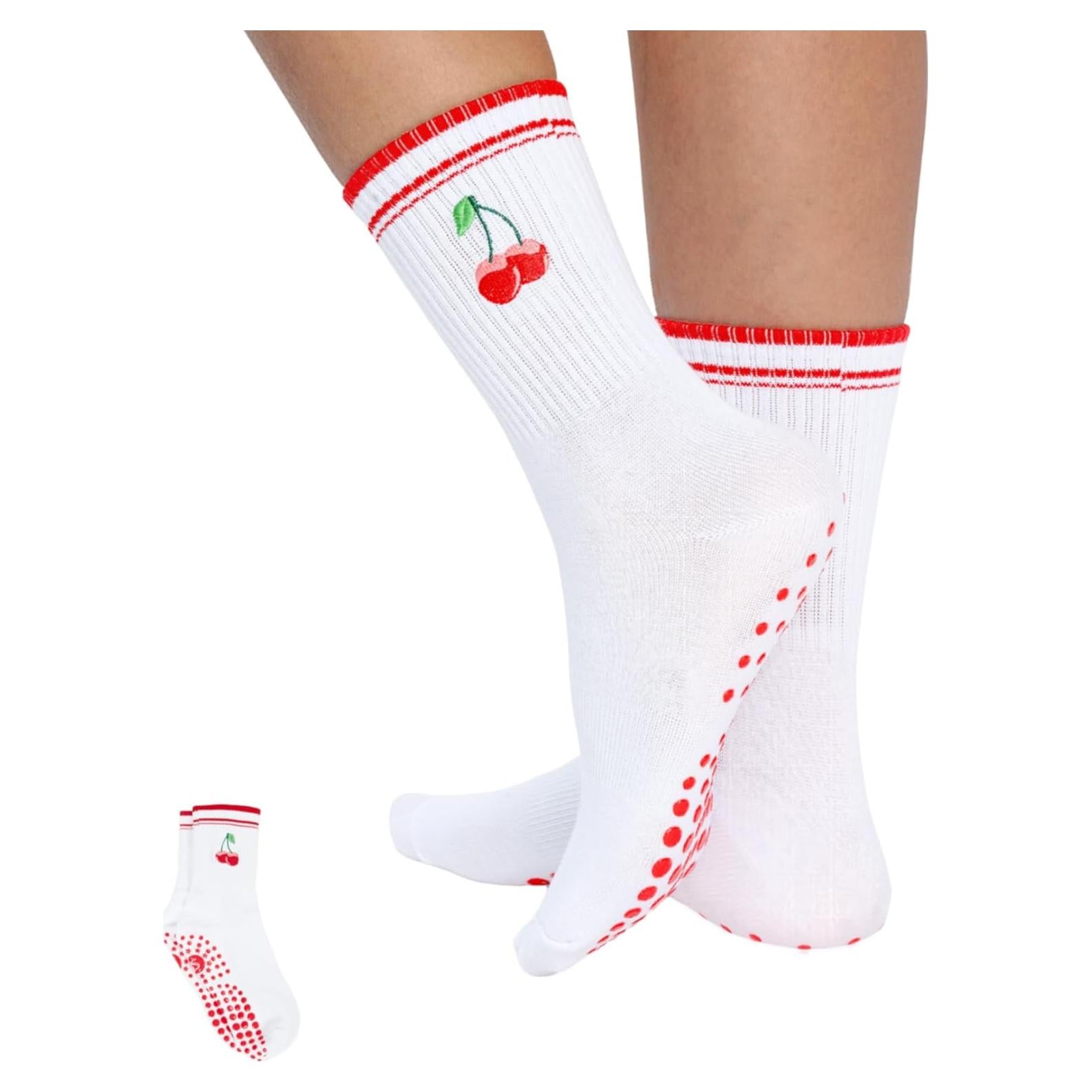 Calcetines Antideslizantes para Yoga y Ballet - 2 Pares Rojo