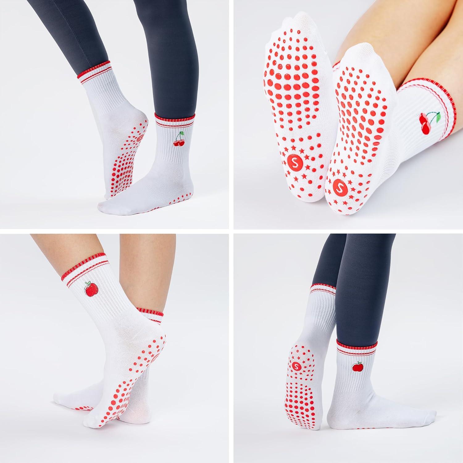 Calcetines Antideslizantes para Yoga y Ballet - 2 Pares Rojo