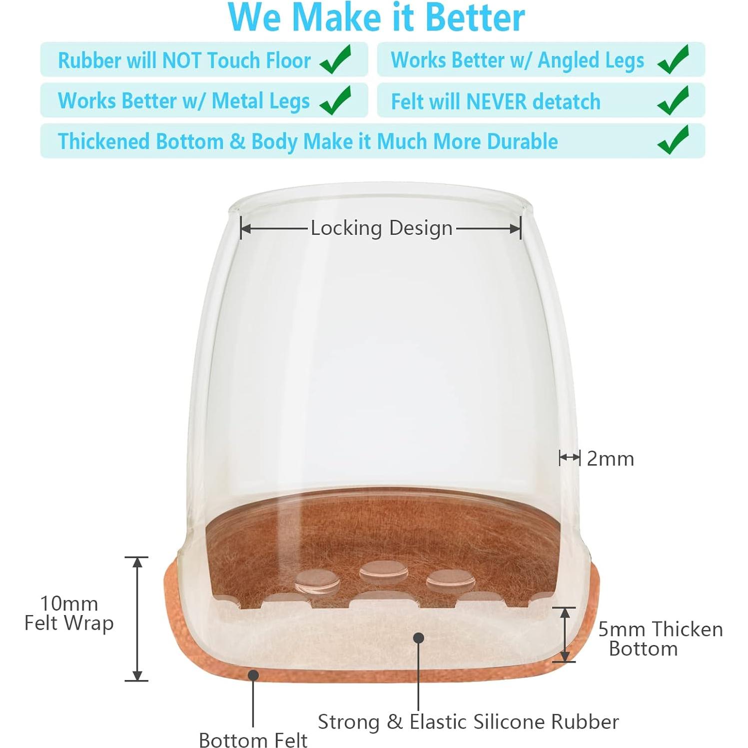 16 Protectores de Suelo para Patas de Sillas Yarehand - Silicona y Fieltro