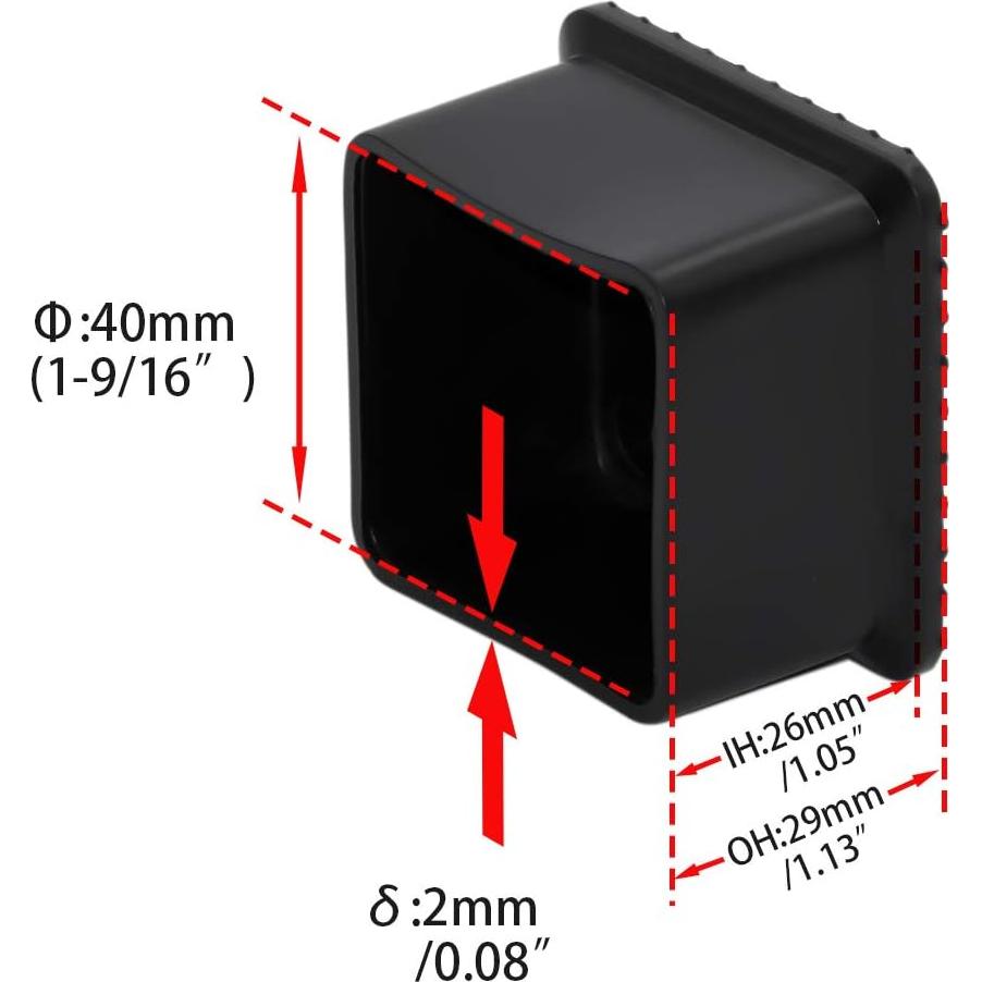 Tapones para Patas de Silla Flyshop 40x40mm PVC Antirayones - 8 Pcs