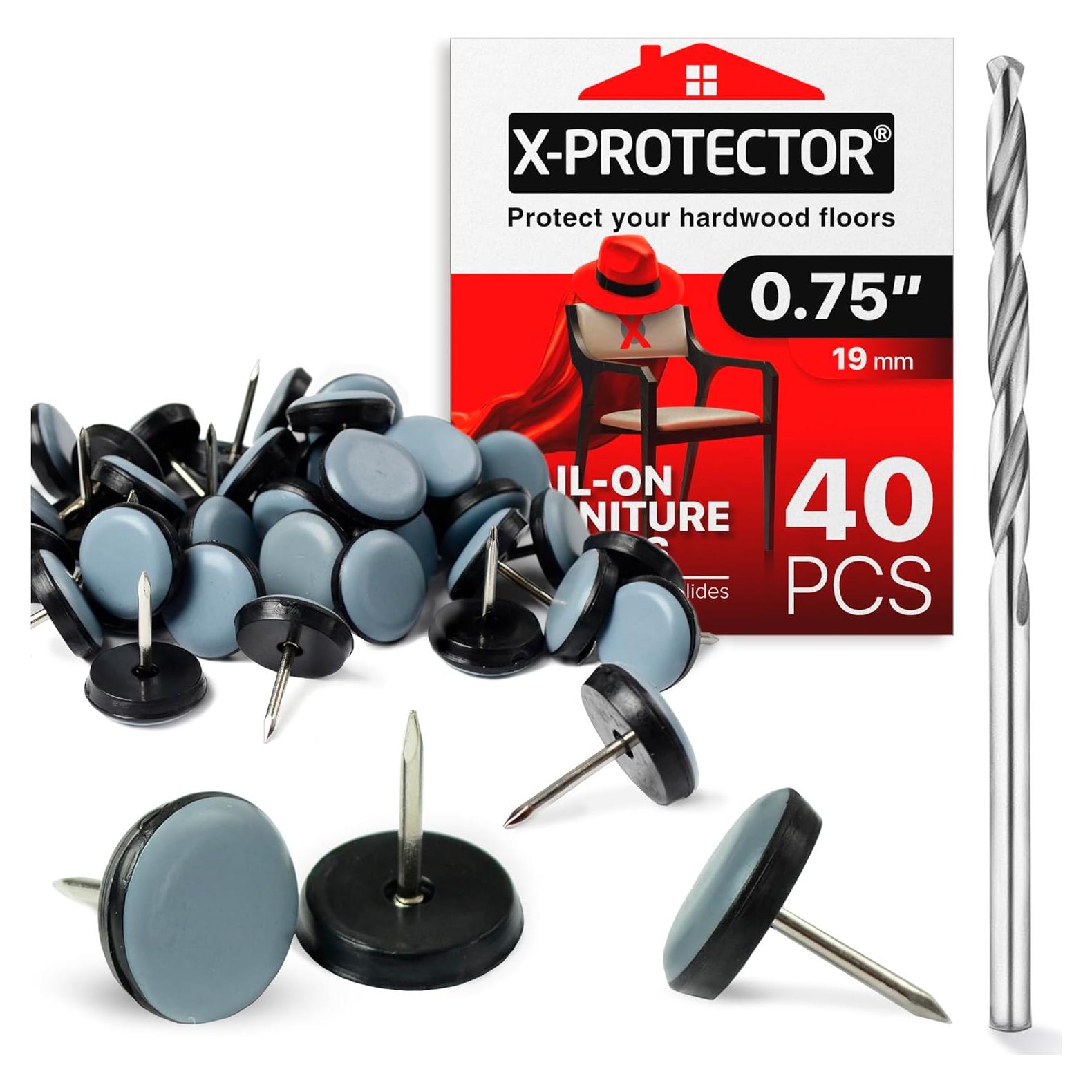 Deslizadores de Silla X-PROTECTOR 40 pcs 1.9 cm Gris Premium