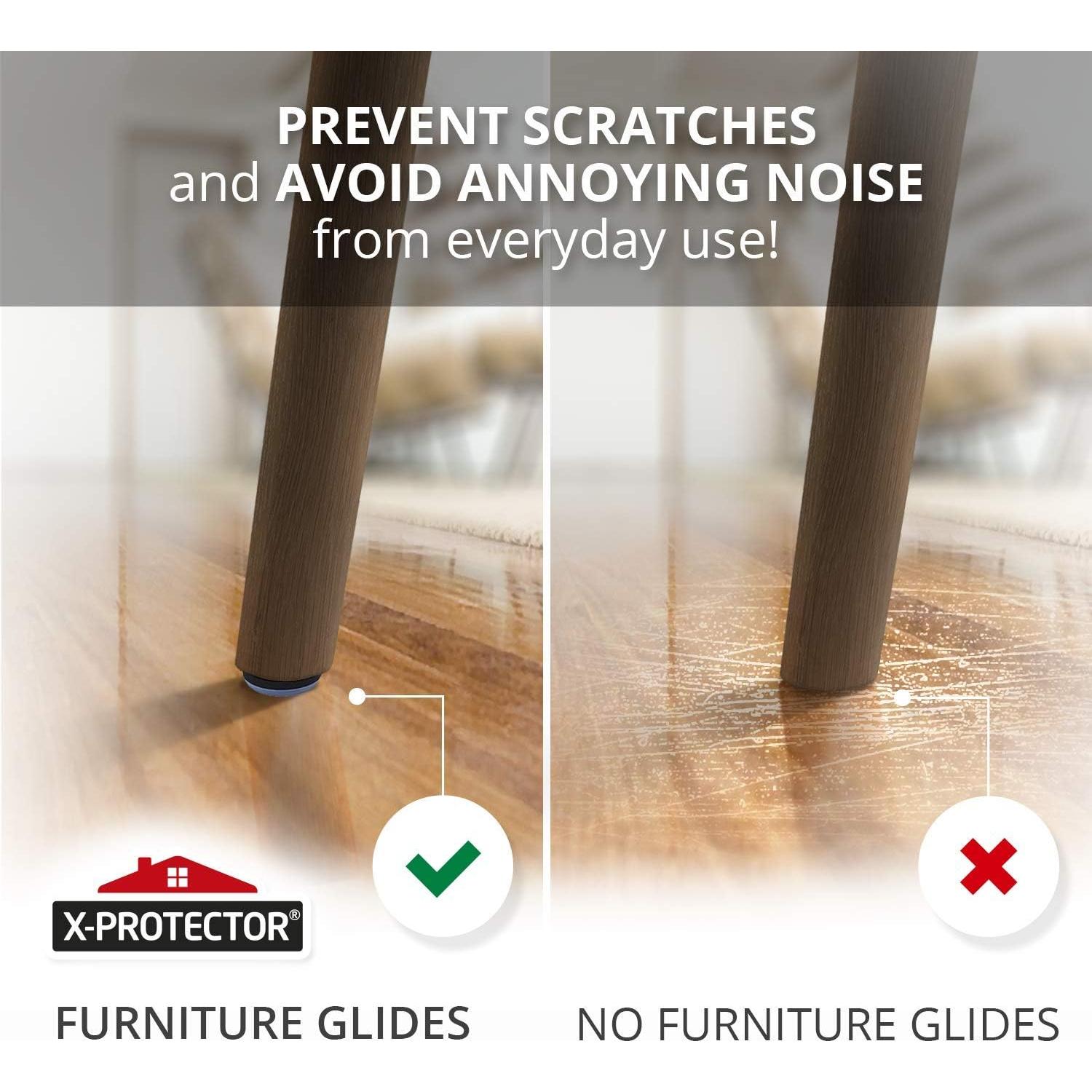 Deslizadores de Silla X-PROTECTOR 40 pcs 1.9 cm Gris Premium