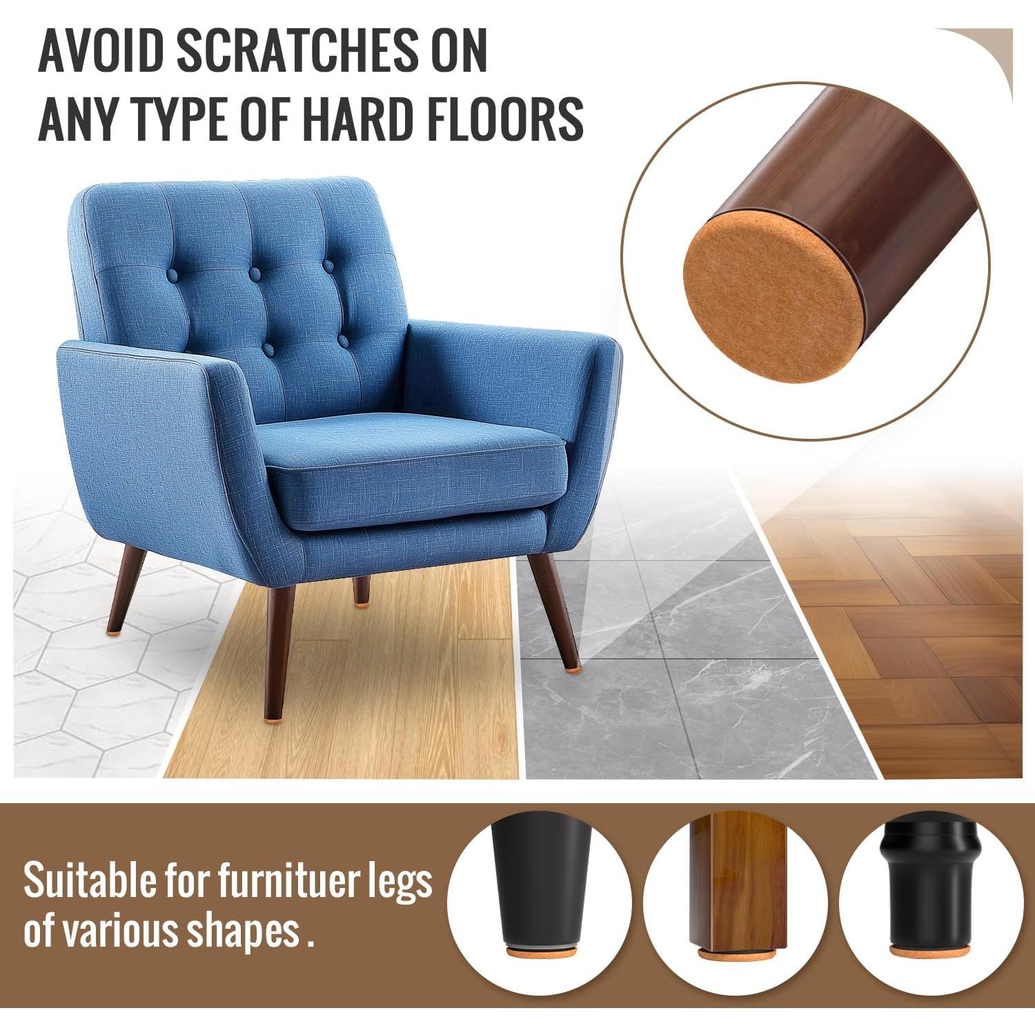 Protectores de patas de silla TOMHUA 24 piezas 25 mm fieltro EVA