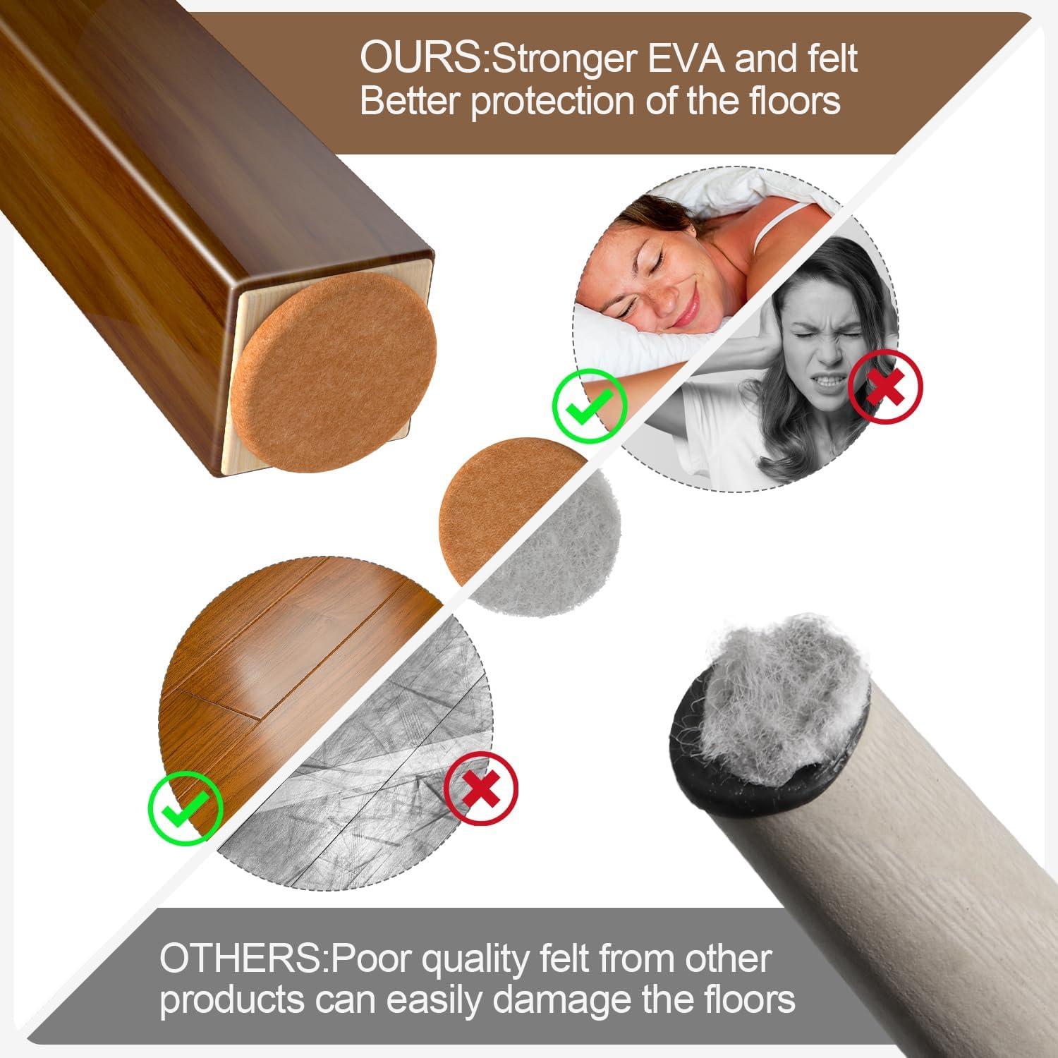 Protectores de patas de silla TOMHUA 24 piezas 25 mm fieltro EVA