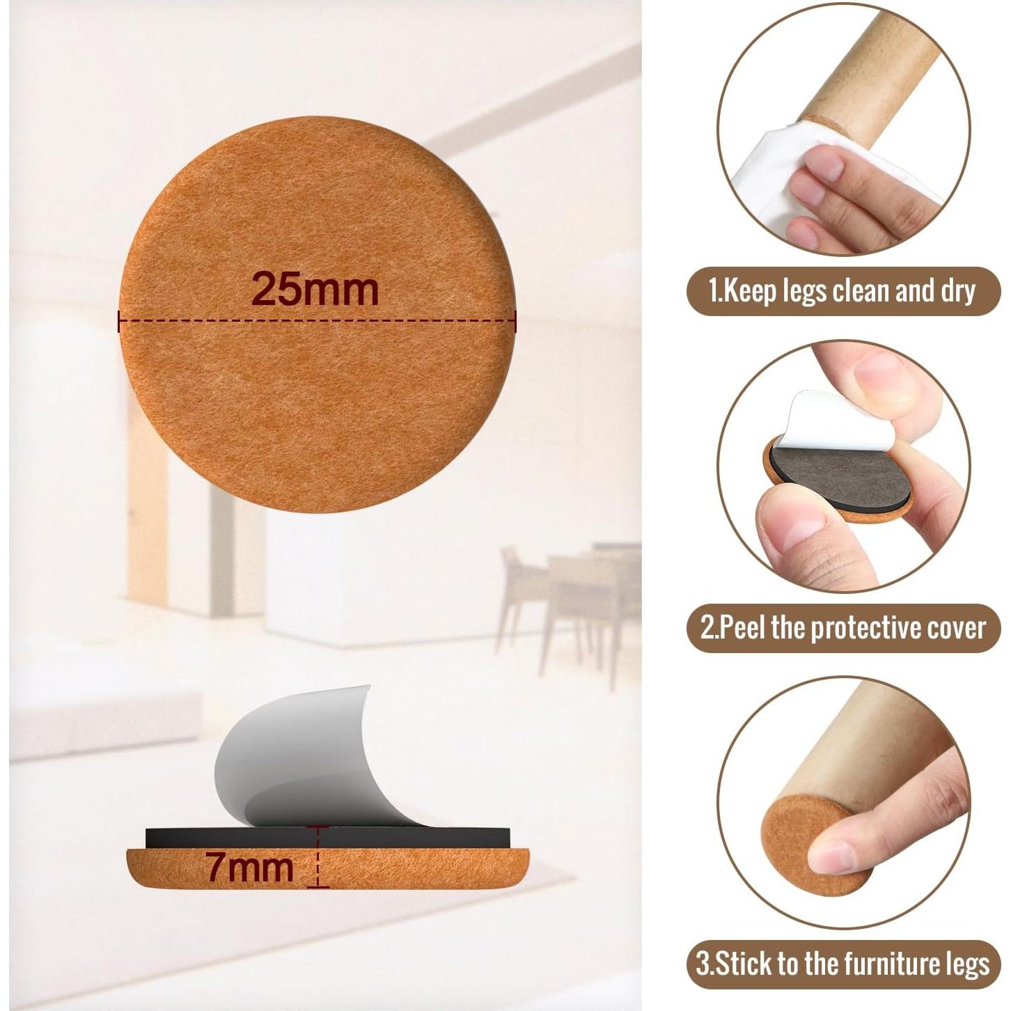 Protectores de patas de silla TOMHUA 24 piezas 25 mm fieltro EVA