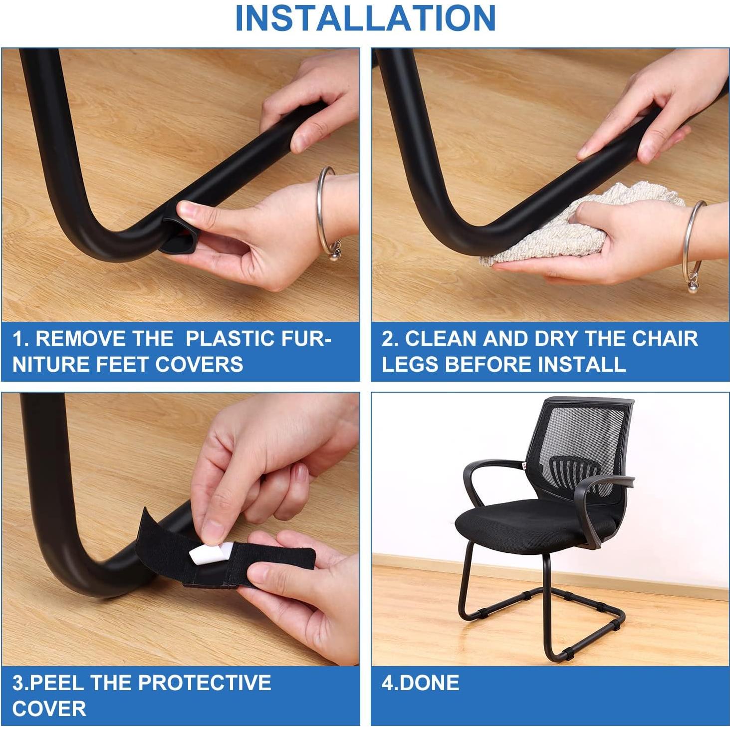 Ezprotekt 24 Almohadillas de Fieltro para Muebles Negros