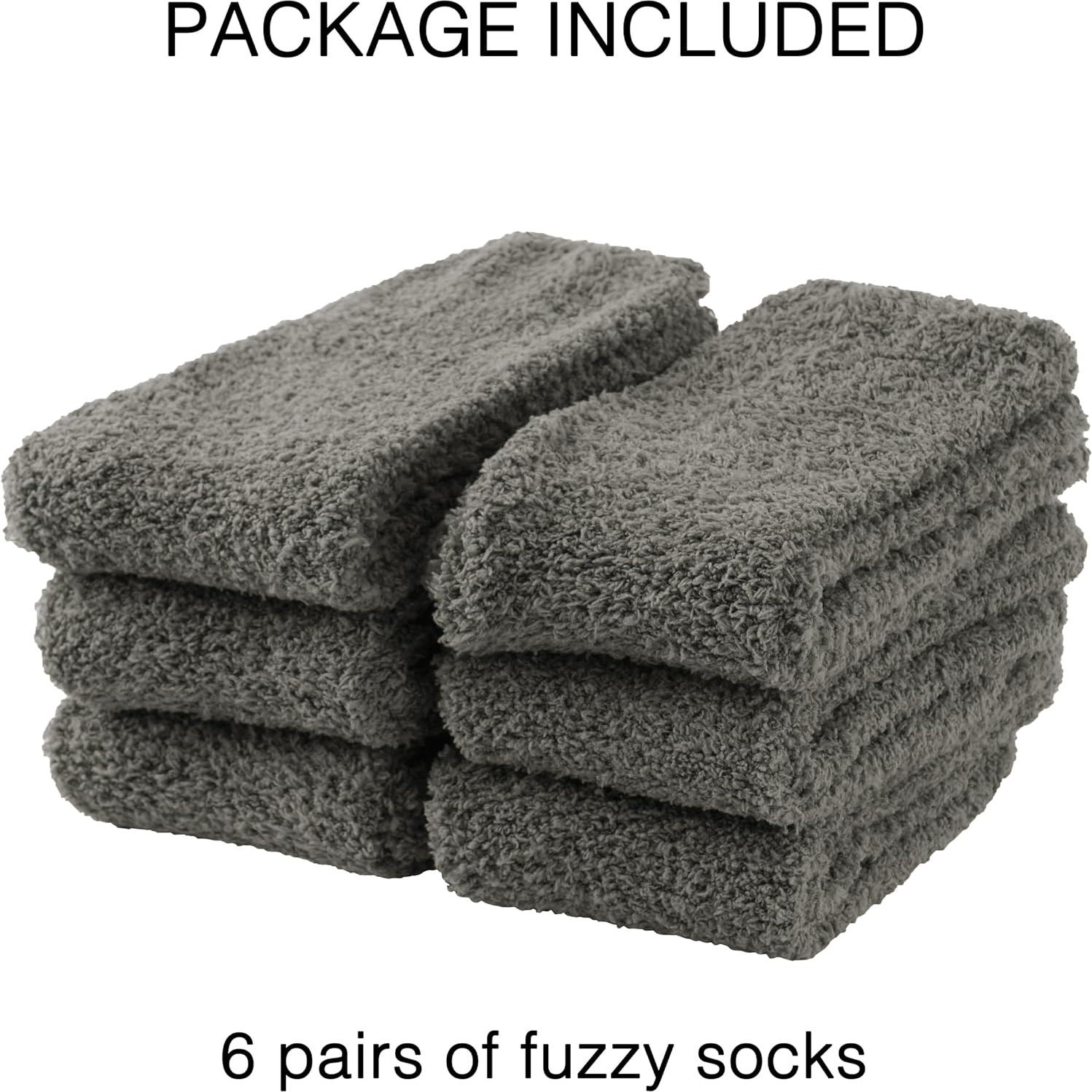 Calcetines de casa OVOV de felpa para hombres - 6 pares gris