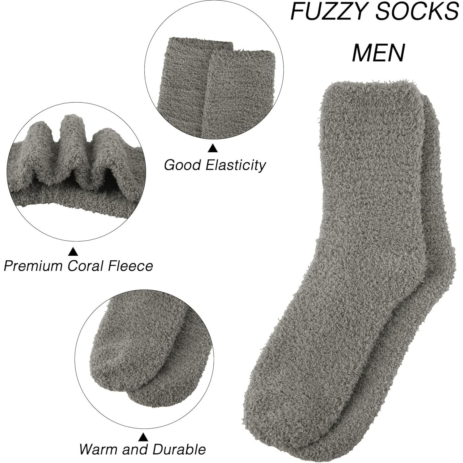 Calcetines de casa OVOV de felpa para hombres - 6 pares gris