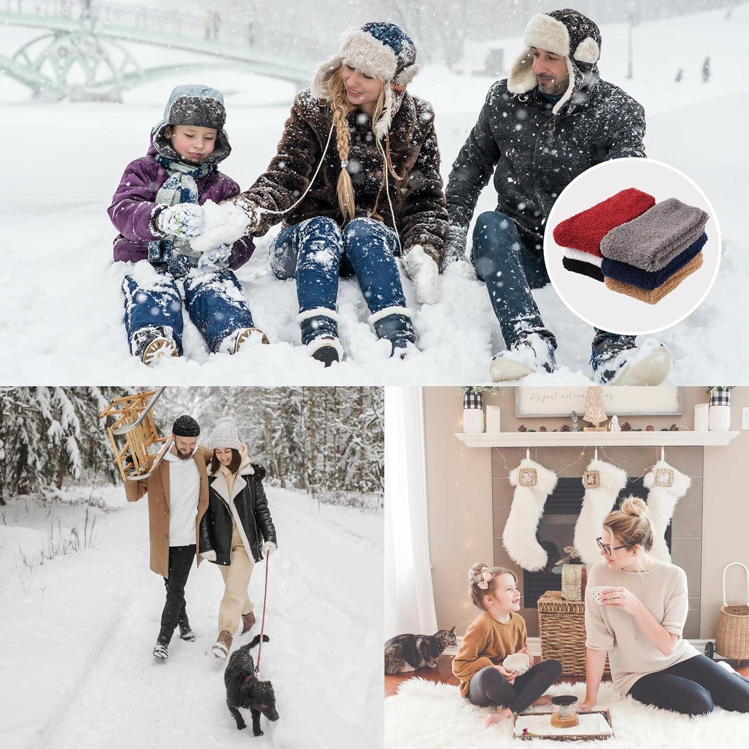 Calcetines de casa OVOV de felpa para hombres - 6 pares gris