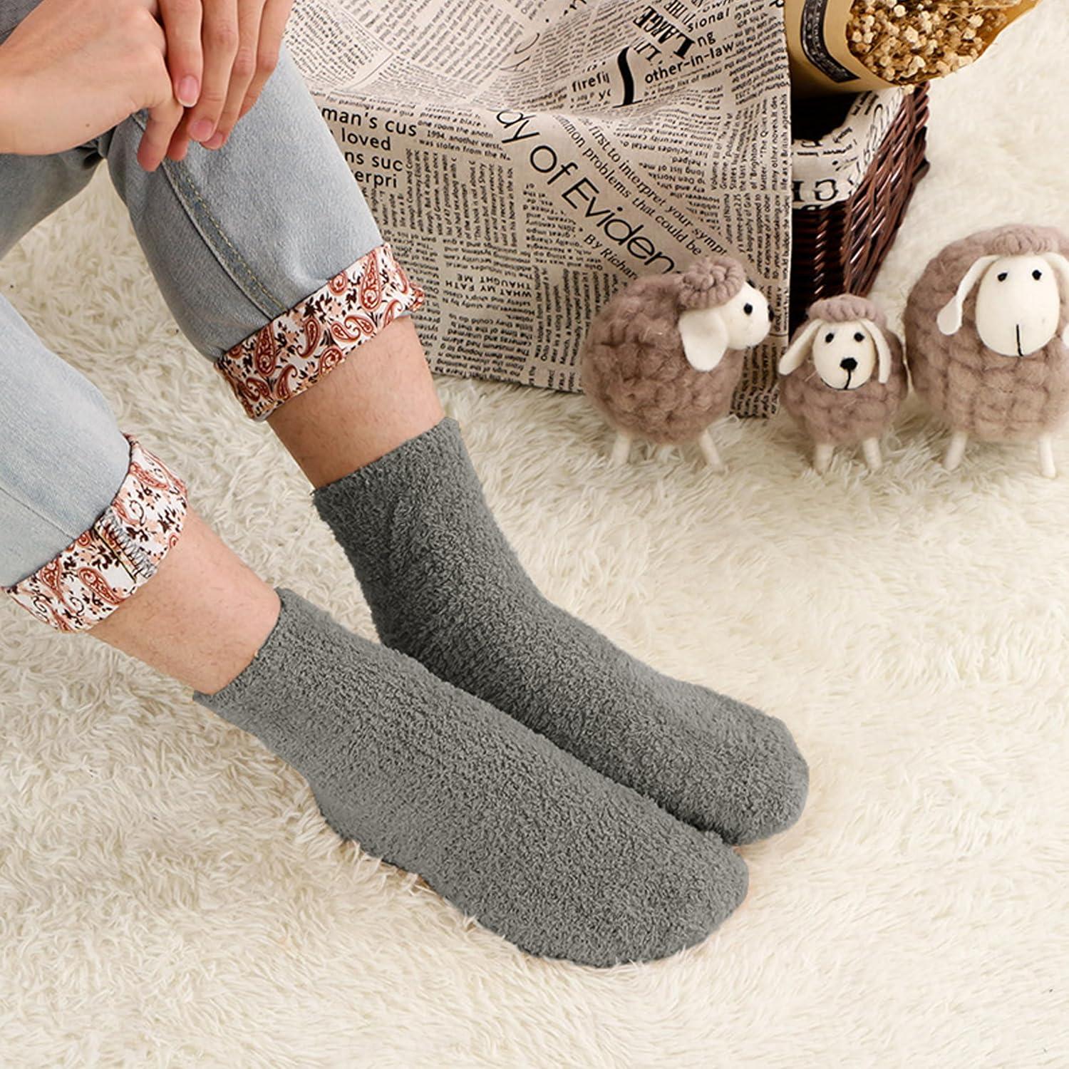 Calcetines de casa OVOV de felpa para hombres - 6 pares gris