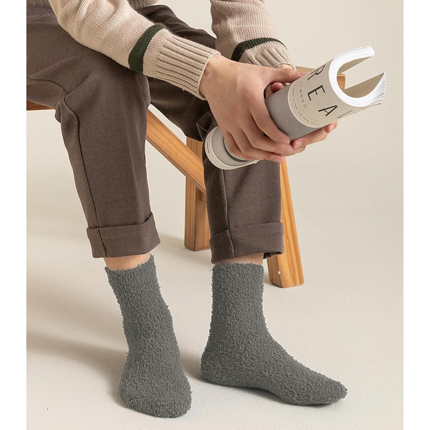 Calcetines de casa OVOV de felpa para hombres - 6 pares gris