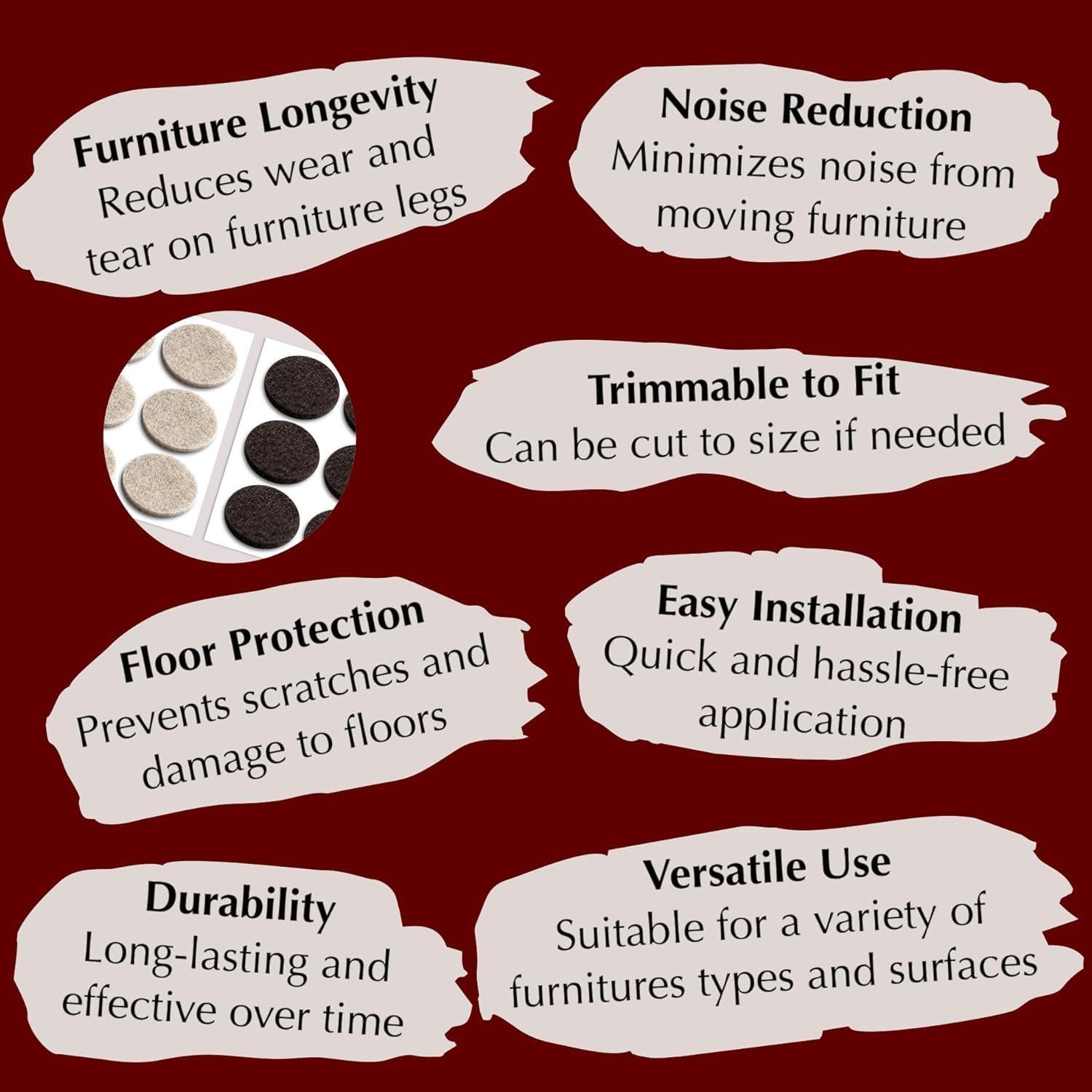 Almohadillas de Fieltro 156pcs Marrón y Beige - Protección Muebles