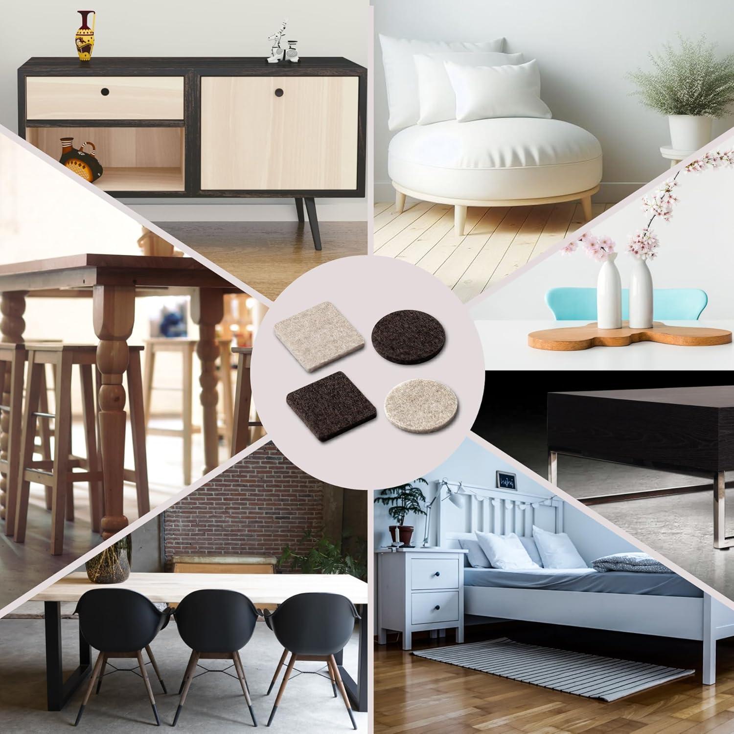 Almohadillas de Fieltro 156pcs Marrón y Beige - Protección Muebles