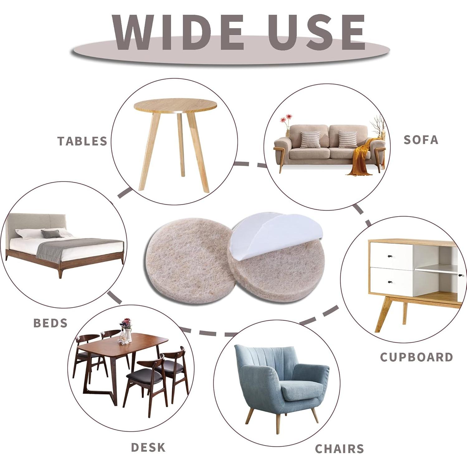 Almohadillas de Fieltro Autoadhesivas ZY 48 Pcs Beige 2.54 cm