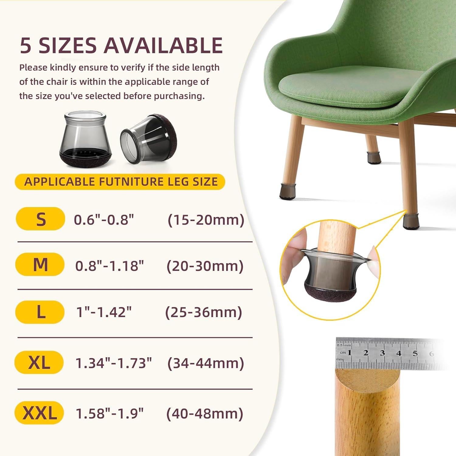 24 Protectores de Suelo para Patas de Sillas Silicona S