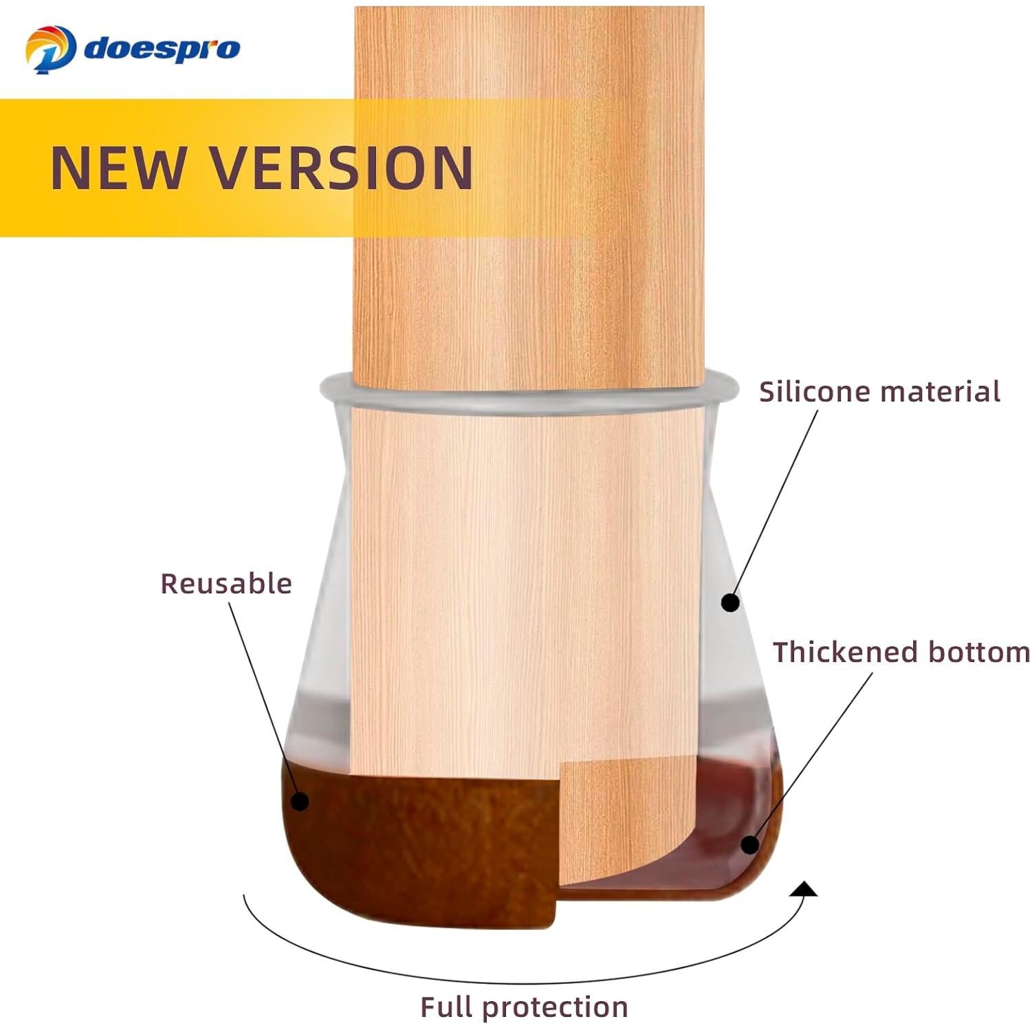 24 Protectores de Suelo para Patas de Sillas Silicona S