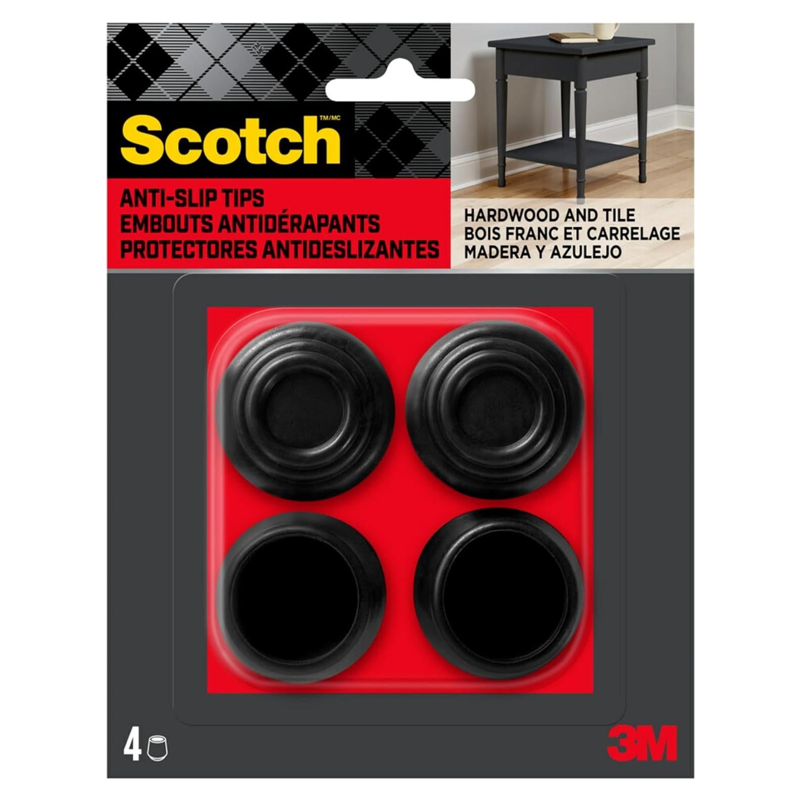 Consejos para Sillas Scotch 6 Pzs 2.86 cm Antideslizantes Goma Negra