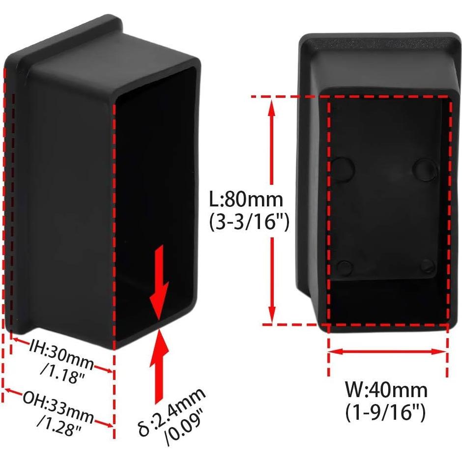 Tapas de patas de silla Flyshop 40x80mm PVC - 4 unidades
