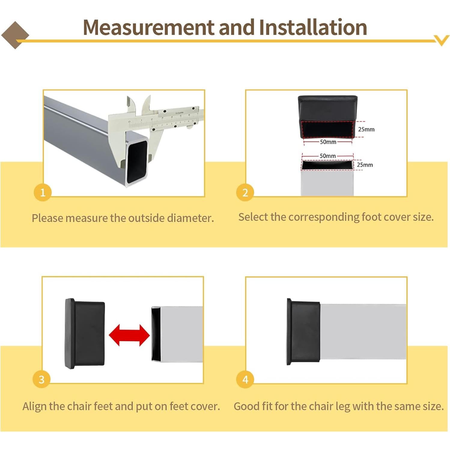 Tapas de patas de silla Flyshop 40x80mm PVC - 4 unidades