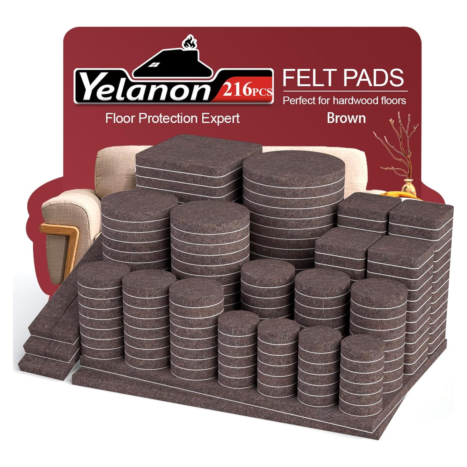 Almohadillas de Fieltro Yelanon 216 Pcs para Muebles Marrón